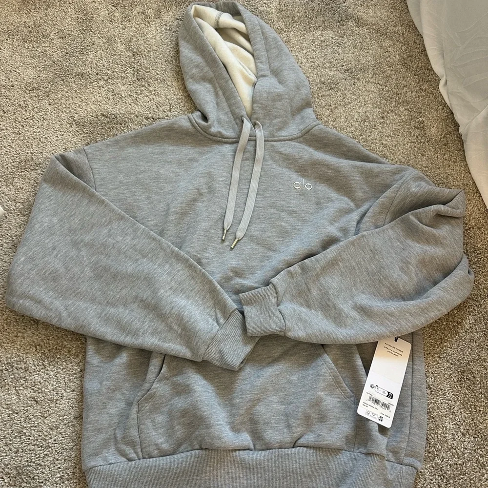 Alo Accolade Hoodie Heather Gray size M NWT - Picture 1 of 5